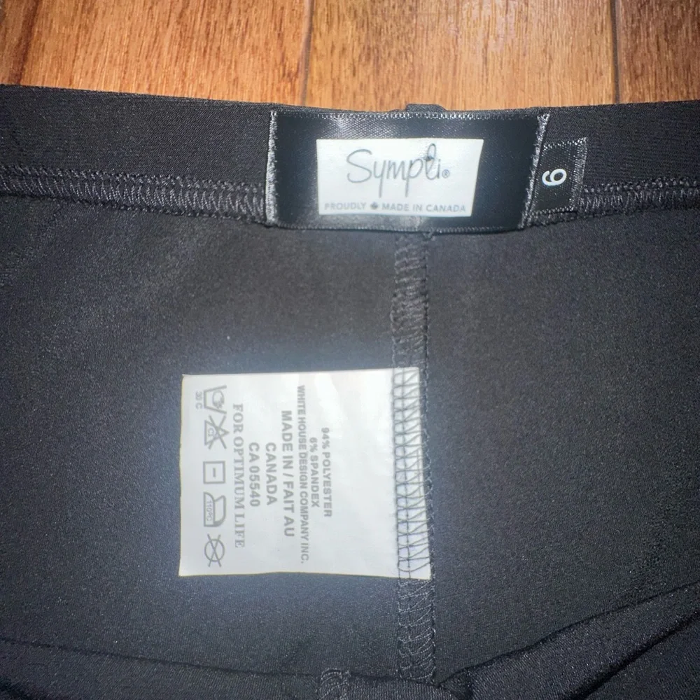 SYMPLI Canada Pull On Pants Elastic Waist Stretch Jersey Black Size 6 - Picture 3 of 4